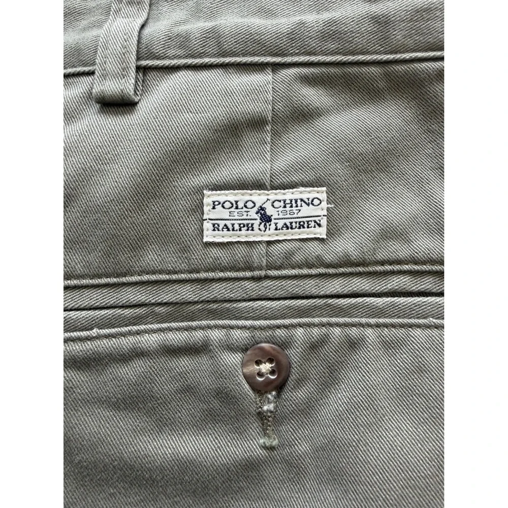 Polo Ralph Lauren Andrew Pant Mens 40x32 Olive Pleated Chino Relaxed 100% Cotton